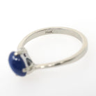 Created Star Sapphire Ring - Modern 14k White Gold Blue Cabochon Bypass Solitaire - Circa 1990s Size 5 1/4 September Birthstone Fine Jewelry