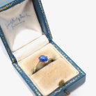 Created Star Sapphire Ring - Modern 14k White Gold Blue Cabochon Bypass Solitaire - Circa 1990s Size 5 1/4 September Birthstone Fine Jewelry