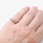 Vintage Amethyst Ring - Mid Century Era 18k Yellow Gold Natural Purple Gemstones - Hallmarked 1960 Size 3 3/4 Diamond Accents Fine Jewelry