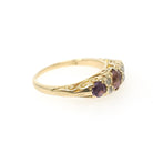 Vintage Amethyst Ring - Mid Century Era 18k Yellow Gold Natural Purple Gemstones - Hallmarked 1960 Size 3 3/4 Diamond Accents Fine Jewelry
