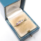 Vintage Amethyst Ring - Mid Century Era 18k Yellow Gold Natural Purple Gemstones - Hallmarked 1960 Size 3 3/4 Diamond Accents Fine Jewelry