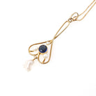 Vintage Lavalier Necklace - Edwardian 10k Yellow Gold Baroque Pearl Pendant Charm - Antique Circa 1910s Garnet Glass Doublet Fine Jewelry