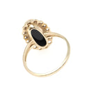 Vintage Onyx Ring - Retro 10k Yellow Gold Natural Oval Black Chalcedony Gemstone - Circa 1970s Era Size 6 1/4 Statement Fine PSCO Jewelry