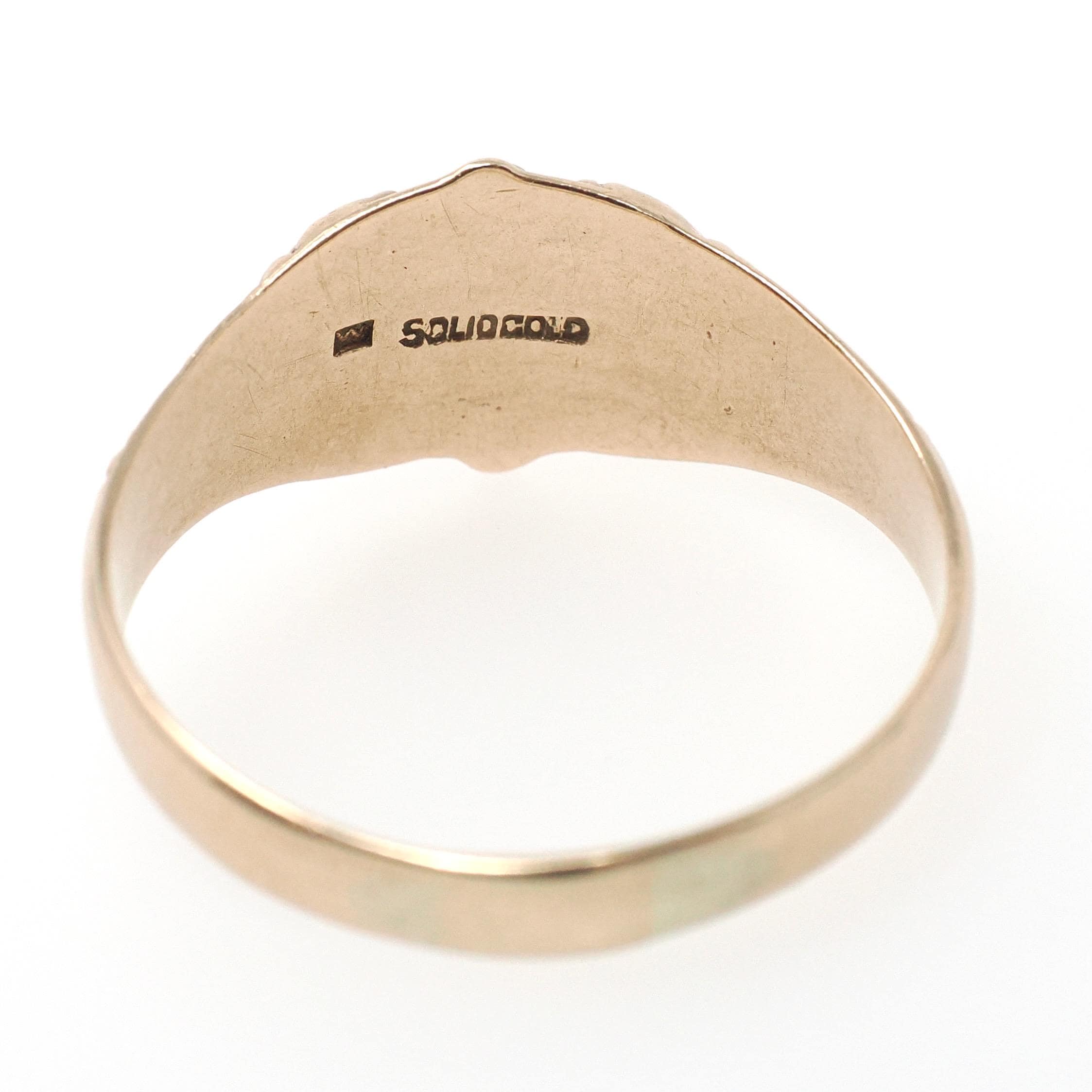 Antique Signet Ring - Vintage 10k Rosy Yellow Gold Initial Letters MM Shield Statement Men's Unisex Band - Late 1800s Size 15 Fine Jewelry