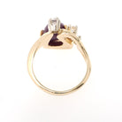 Vintage Star Ruby Ring - Modernist 14k Yellow Gold Cabochon Cut Natural Diamond Gemstones - Circa 1970s Era Size 4 Celestial Fine Jewelry