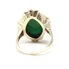 Vintage Chalcedony Ring - Mid Century 14k Yellow & Rose Gold Dyed Green Cabochon Gemstone - Circa 1940s Era Size 8 Floral Bow Fine Jewelry