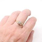 Illusion Diamond Ring - Retro 14k Yellow & 10k White Gold Natural .02 CT Solitaire Engagement - Circa 1990s Size 6 3/4 Fine Bridal Jewelry