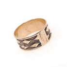 Antique Cigar Band - Edwardian 10k Rose Gold Rhombus Milgrain Designs Wide Ring - Circa 1900s Size 8 1/4 Unisex Fine Bridal Stacking Jewelry