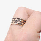 Antique Cigar Band - Edwardian 10k Rose Gold Rhombus Milgrain Designs Wide Ring - Circa 1900s Size 8 1/4 Unisex Fine Bridal Stacking Jewelry
