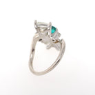 Emerald & Diamond Ring - Modern 14k White Gold Natural Emerald .98 CTW Diamonds Bypass - Circa 2000s Size 3 1/4 May Birthstone Fine Jewelry