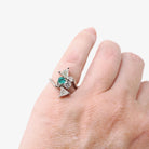 Emerald & Diamond Ring - Modern 14k White Gold Natural Emerald .98 CTW Diamonds Bypass - Circa 2000s Size 3 1/4 May Birthstone Fine Jewelry