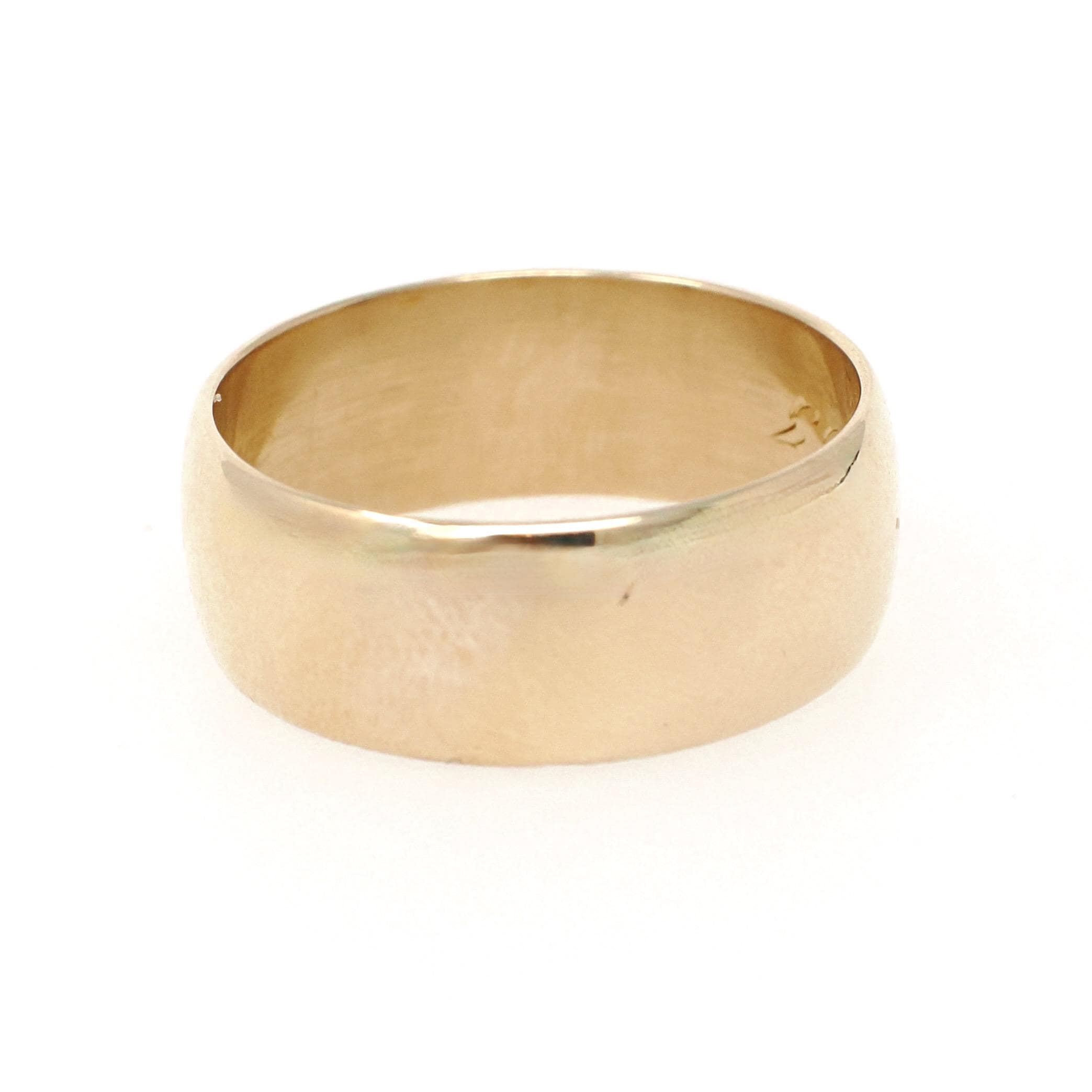 Vintage Cigar Band - Estate 14k Yellow Gold 8.4 MM Wide Ring - Circa 1980s Era Bold Bold Size 11 - Engraved "Kimberly 11-24-83" Fine Jewelry