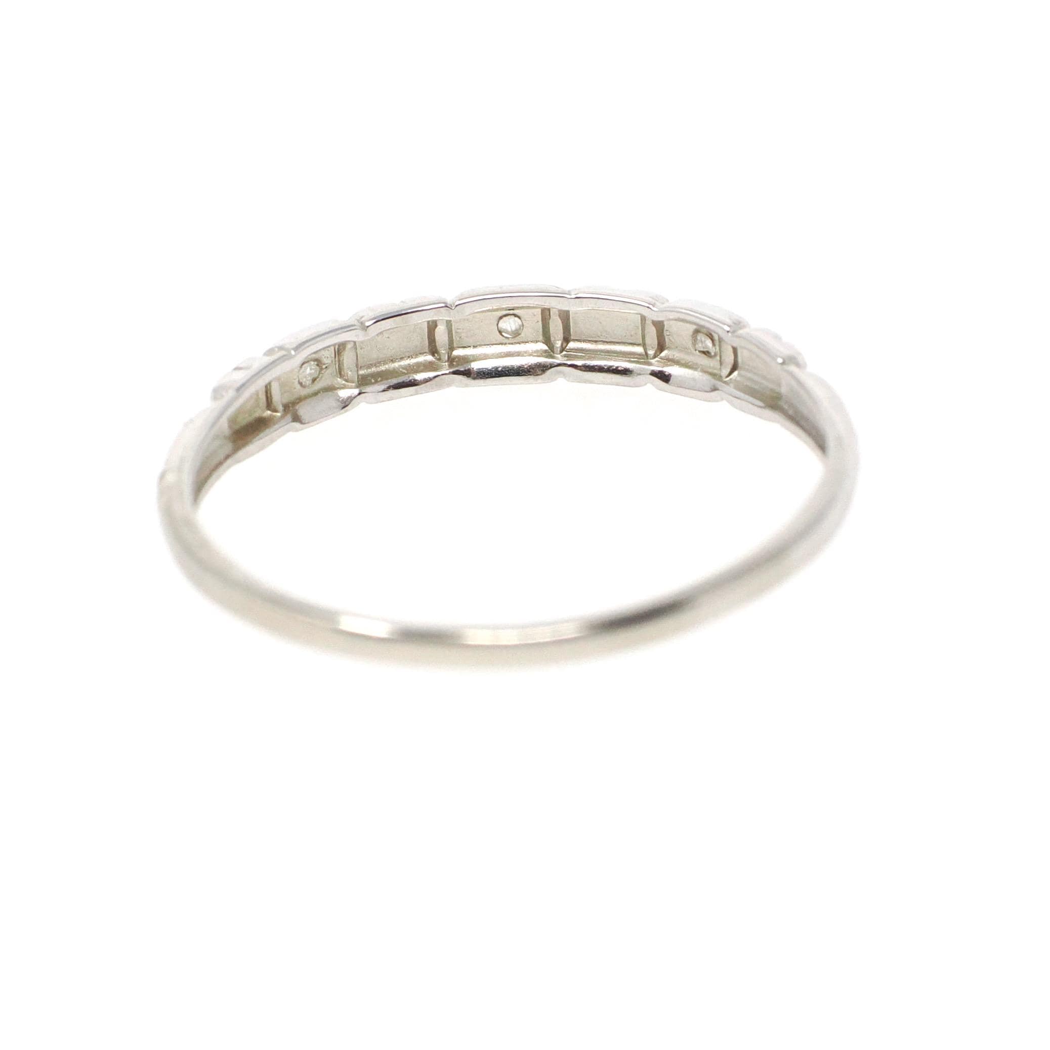 Diamond Wedding Band - Vintage 14k White Gold Natural .03 CTW Ring - Mid Century Circa 1950s Era Size 7 1/2 Stacking Fine Bridal Jewelry