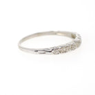 Diamond Wedding Band - Vintage 14k White Gold Natural .03 CTW Ring - Mid Century Circa 1950s Era Size 7 1/2 Stacking Fine Bridal Jewelry