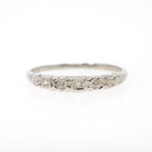 Diamond Wedding Band - Vintage 14k White Gold Natural .03 CTW Ring - Mid Century Circa 1950s Era Size 7 1/2 Stacking Fine Bridal Jewelry