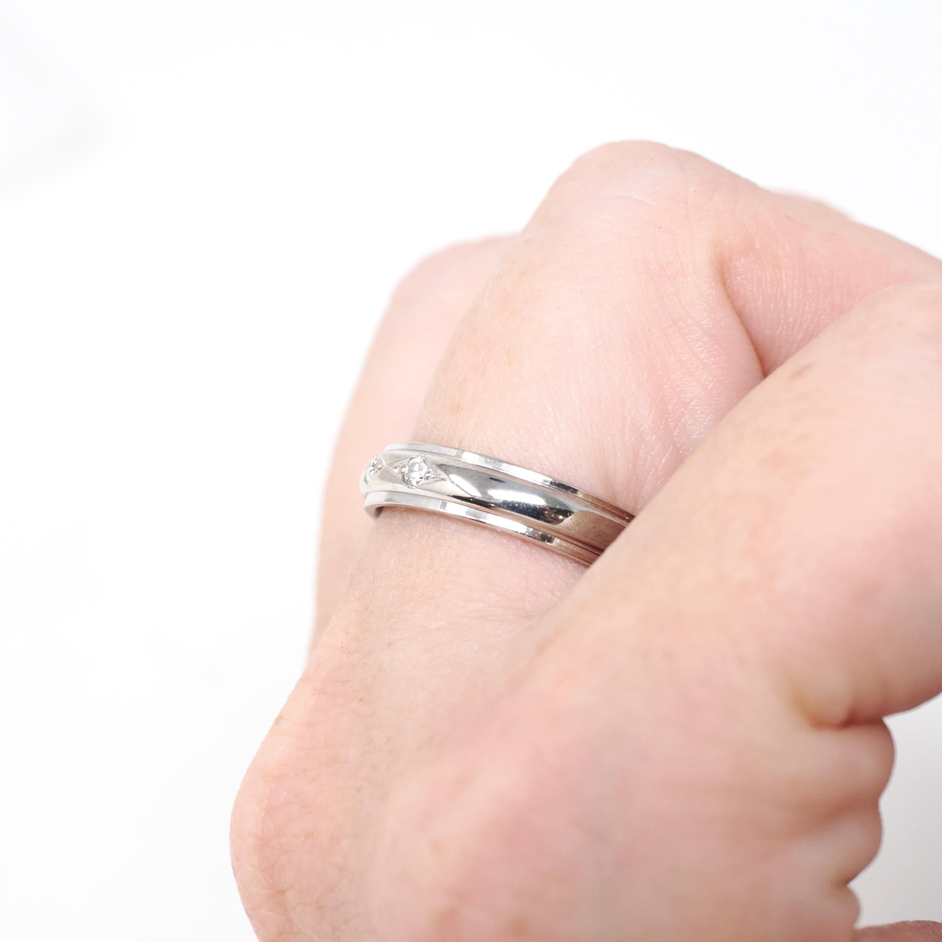 Vintage Diamond Band - Estate Birmingham 18k White Gold .15 CTW Comfort Fit 4.2 MM Wedding Ring - Hallmarked 2000 Size 6 1/4 Fine Jewelry