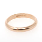 Gold Wedding Band - Vintage 9k Rose Gold 3.1 MM Half Round Ring - Sheffield England Circa 1990s Era Size 7 1/2 Unisex Fine Bridal Jewelry