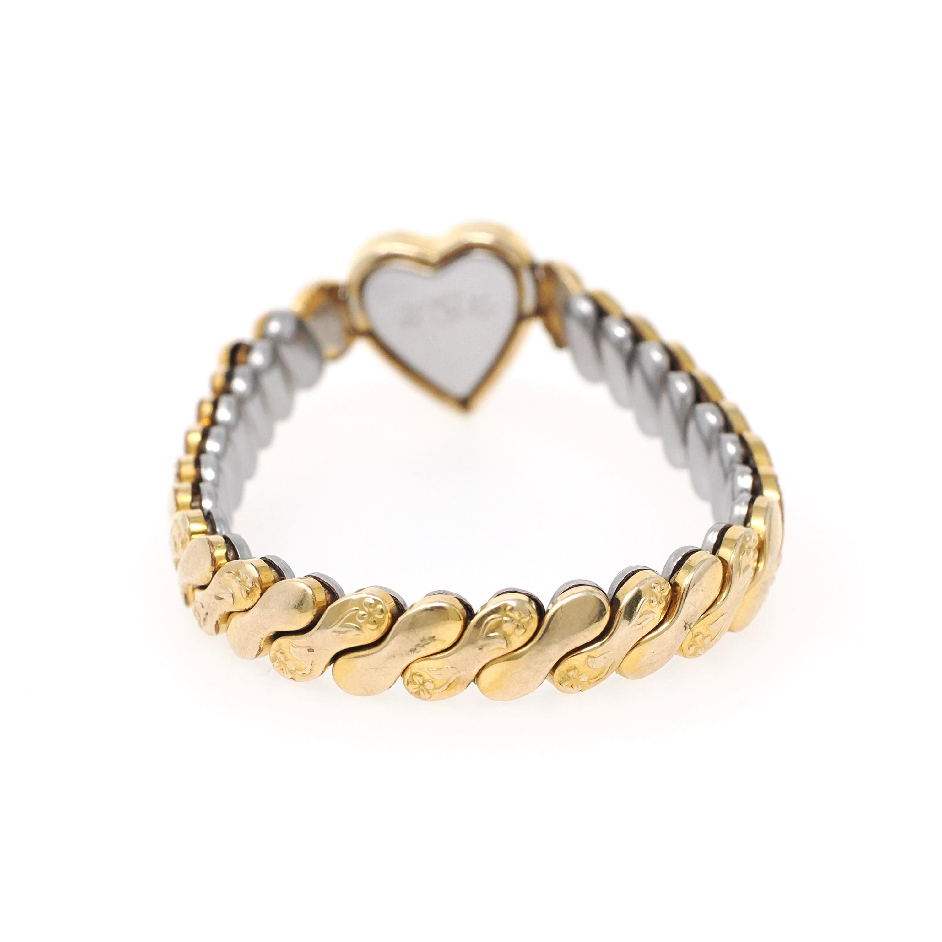 Vintage Expansion Bracelet - Mid Century Gold Filled Stretch Heart Shape - Circa 1950s Era Baby Children's Dainty Fashion Accessory Jewelry