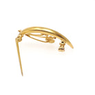 Antique Moon Brooch - Edwardian 10k Yellow Gold Natural Seed Pearl Flower Trio Pin - Circa 1910s Celestial Crescent Bouquet Fine Jewelry