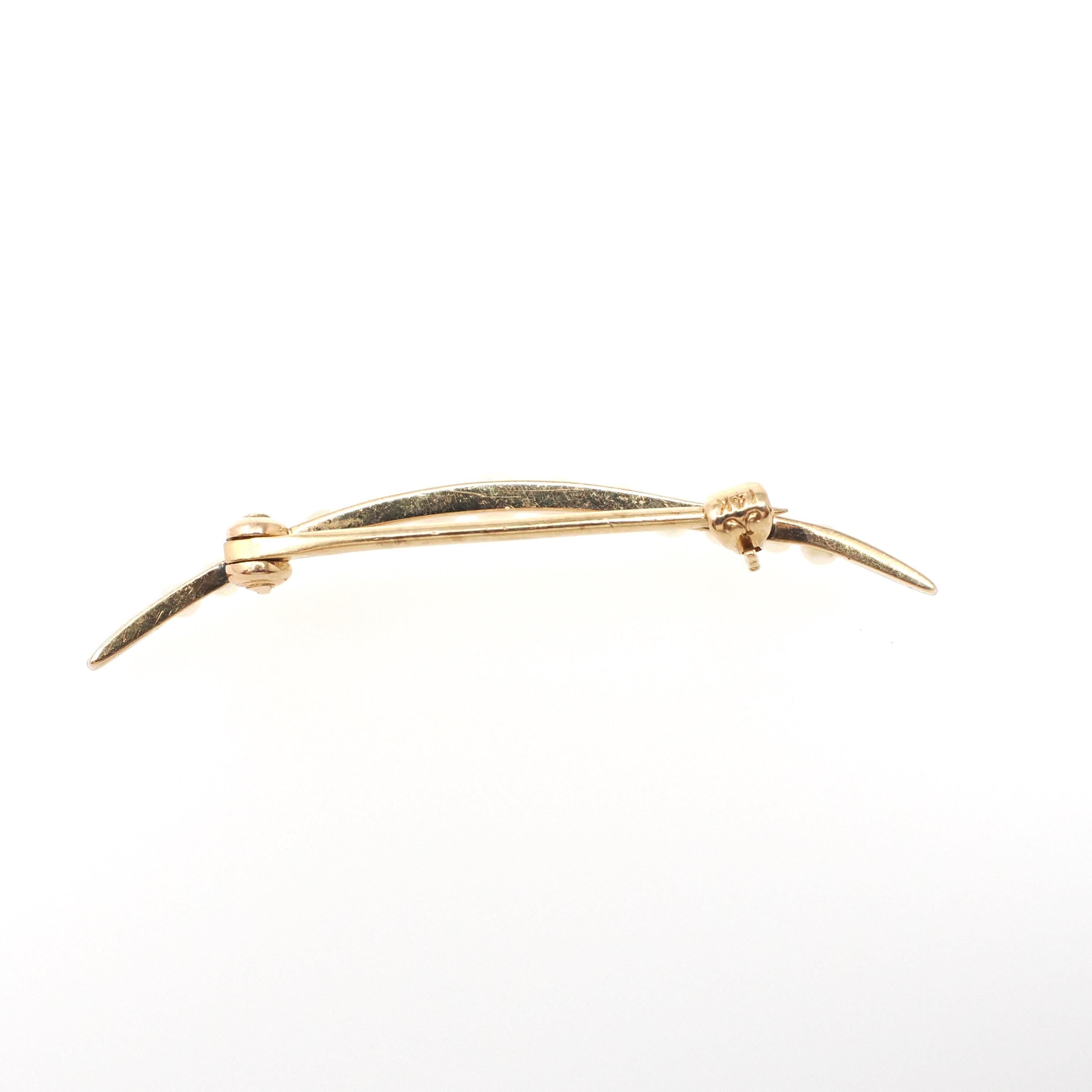Antique Moon Brooch - Edwardian 14k Yellow Gold & Platinum Natural Seed Pearl Pin - Circa 1910s Celestial Crescent Satellite Fine Jewelry