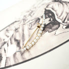 Antique Moon Brooch - Edwardian 14k Yellow Gold & Platinum Natural Seed Pearl Pin - Circa 1910s Celestial Crescent Satellite Fine Jewelry
