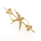 Antique Bird Brooch - Edwardian 15CT English Yellow Gold Seed Pearls Nature Inspired Bar Pin - Circa 1910s Leaf Fine Swallow Lapel Jewelry