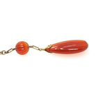 Art Deco Necklace - Vintage 14k Yellow Gold Natural Carved Orange Carnelian Gemstones - Circa 1930s Era Statement Beaded Flower Fine Jewelry