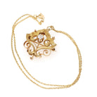 Art Nouveau Diamond Necklace - Edwardian 14k Yellow Gold Natural Diamond .31 CT Pendant Brooch Conversion - Early 1900s Era Fine Jewelry