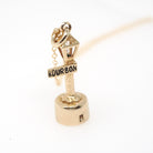 Vintage Lamppost Charm - Modernist 14k Yellow Gold Figural Battery Light Pendant Necklace - Circa 1970s New Orleans Bourbon St Fine Jewelry