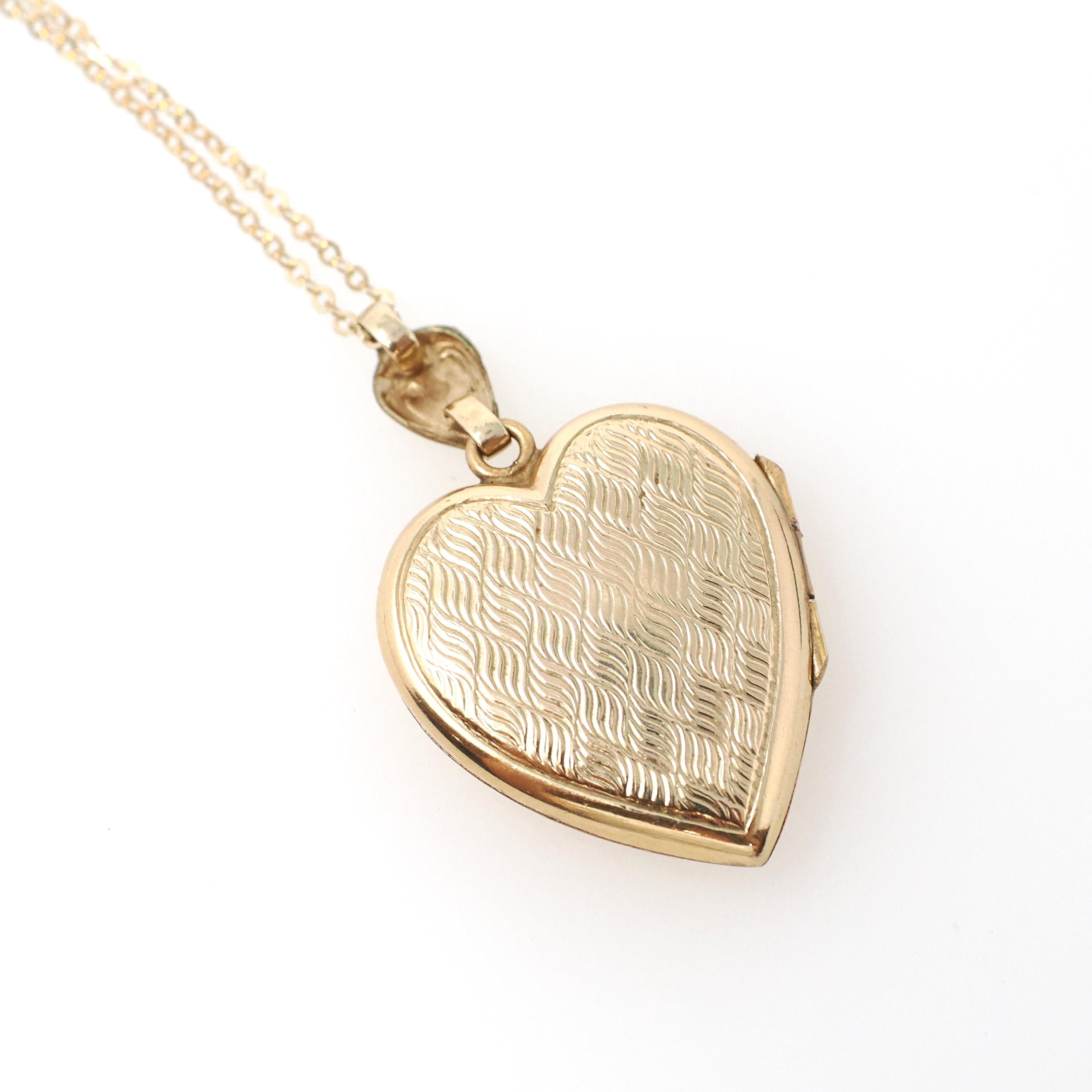Letter "J" Locket - Retro 12k Gold Filled Engraved Initial Pendant Necklace - Vintage Circa 1940s Era Photograph Keepsake Hayward Jewelry