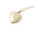 Vintage Heart Locket - Mid Century 14k Yellow Gold Flower Charm Necklace - Circa 1960s Era Fine Petite Photo Keepsake Ballou BAB Co Jewelry