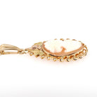 Vintage Cameo Necklace - Retro 10k Yellow & Rose Gold Oval Carved Shell Woman's Profile Pendant - Circa 1940s Era Statement Fine BDA Jewelry