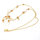 Antique Festoon Necklace - Edwardian 14k Yellow Gold Natural Citrine Gemstones & Baroque Pearls - Art Nouveau Circa 1900s Statement Jewelry