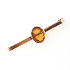 Antique Citrine Brooch - Edwardian 9k Yellow Gold Oval Faceted 3.34 CT Orange Gem Bar Pin - Hallmarked 1915 Chester Fine Statement Jewelry