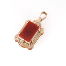 Antique Sardonyx Locket - Victorian 10k Rose Gold Brown Red And White Double Sided Pendant - Circa 1880s Era Fob Fine Dog Photo Jewelry