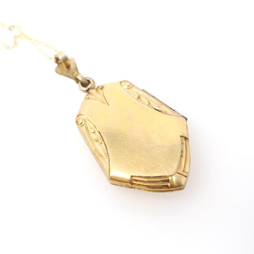 Vintage USN Locket - Retro 12k Gold Filled United States Navy Pendant Necklace - Circa 1940s Era Anchor Sweetheart Flower Keepsake Jewelry