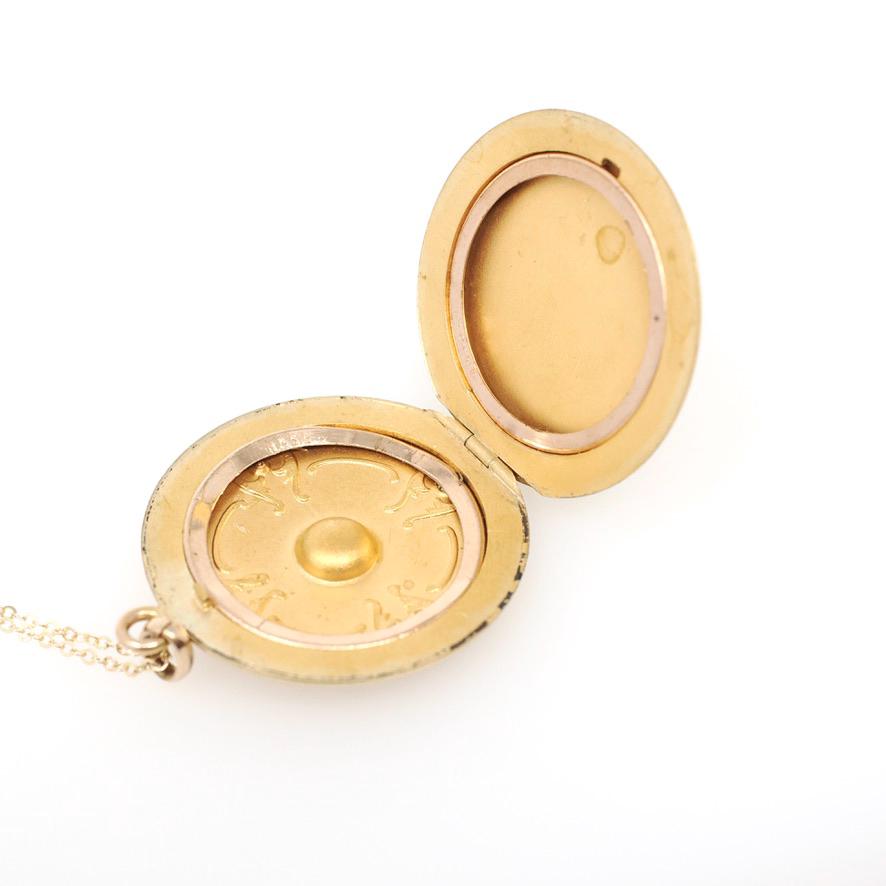 Antique Rhinestone Locket - Edwardian Gold Filled Round Compass Pendant Necklace - Circa 1900s Era "MEC" Initial Keepsake Statement Jewelry