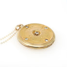 Antique Rhinestone Locket - Edwardian Gold Filled Round Compass Pendant Necklace - Circa 1900s Era "MEC" Initial Keepsake Statement Jewelry