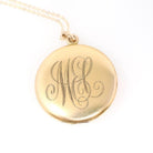 Antique Rhinestone Locket - Edwardian Gold Filled Round Compass Pendant Necklace - Circa 1900s Era "MEC" Initial Keepsake Statement Jewelry