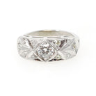 Diamond Engagement Ring - Vintage 14k White Gold .60 CTW Transitional Round Brilliant Cut - Circa 1940s Era Size 6 3/4 Fine Bridal Jewelry