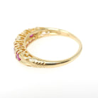 Ruby & Diamond Ring - Modern 18k Yellow Gold Natural Gemstone Wedding Band - Edwardian Style Reproduction Circa 2000s Size 8 Fine Jewelry