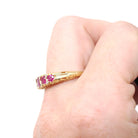 Ruby & Diamond Ring - Modern 18k Yellow Gold Natural Gemstone Wedding Band - Edwardian Style Reproduction Circa 2000s Size 8 Fine Jewelry