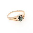 Vintage Sapphire Ring - Mid Century 18k Yellow Gold Natural Dark Green Gemstone Solitaire - Circa 1950s Era Size 5.5 Engagement Fine Jewelry
