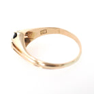 Vintage Sapphire Ring - Mid Century 18k Yellow Gold Natural Dark Green Gemstone Solitaire - Circa 1950s Era Size 5.5 Engagement Fine Jewelry
