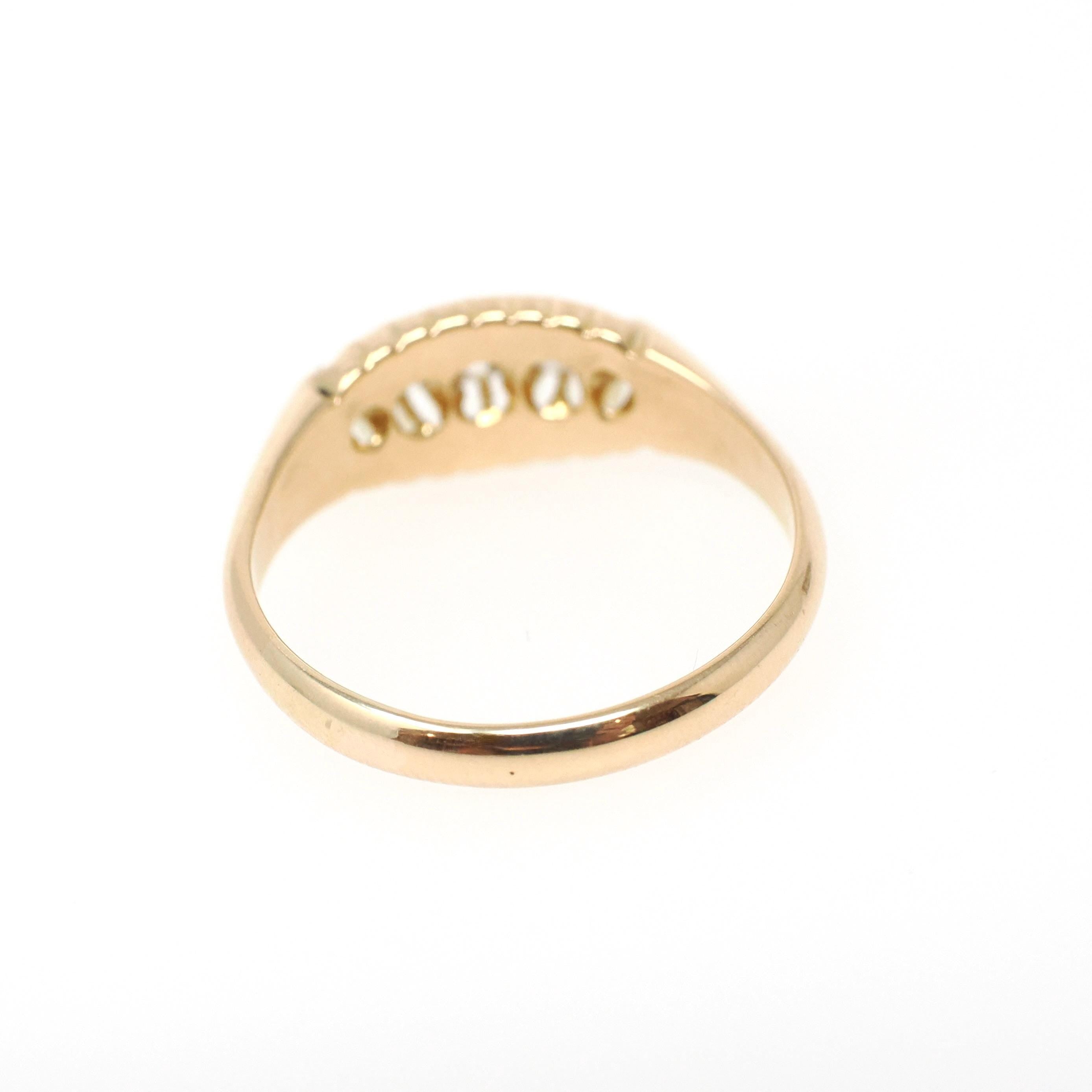 Antique Diamond Ring - Edwardian 18k Yellow Gold .33 CTW Natural Gem Wedding Band - Hallmarked 1909 Size 7.75 Fine Birmingham Bridal Jewelry