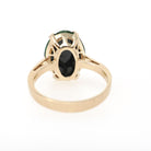 Maw Sit-Sit Ring - Estate 14k Yellow Gold Oval Dark Mottled Green Prong Solitaire - Contemporary Circa 1990s Size 6 Statement Fine Jewelry