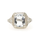 Vintage Aquamarine Ring - Art Deco 14k White Gold French Cut Natural Blue 1.20 CT Gem - Circa 1930s Era Size 6 1/4 Filigree Fine OB Jewelry