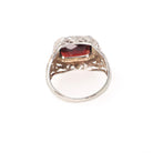 Vintage Garnet Ring - Art Deco 14k White Gold Natural Red Gemstone - Circa 1930s Era Size 4 1/2 January Birthstone Filigree Fine Jewelry