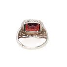Vintage Garnet Ring - Art Deco 14k White Gold Natural Red Gemstone - Circa 1930s Era Size 4 1/2 January Birthstone Filigree Fine Jewelry