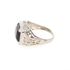 Vintage Garnet Ring - Art Deco 14k White Gold Natural Red Gemstone - Circa 1930s Era Size 4 1/2 January Birthstone Filigree Fine Jewelry